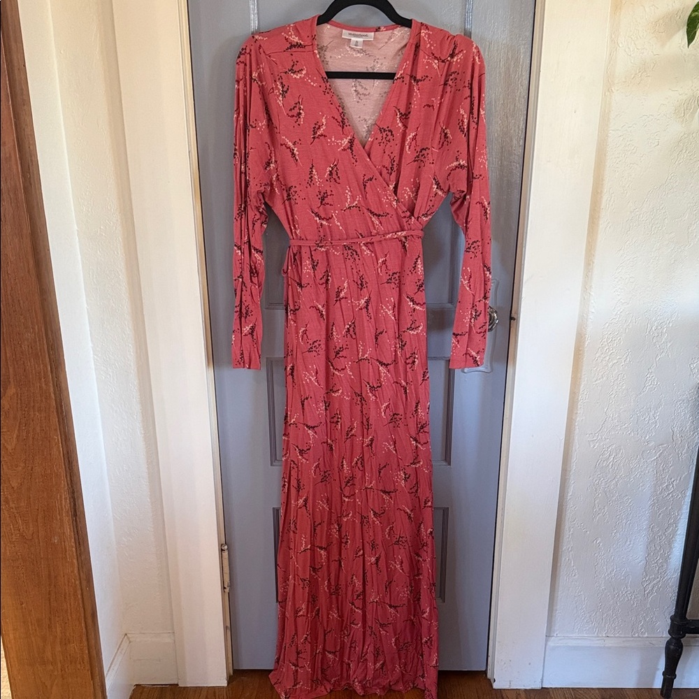 Motherhood Long Sleeve Floral Dress - Pink